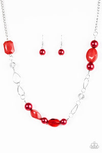Paparazzi "Beam Away" Red Necklace & Earring Set Paparazzi Jewelry
