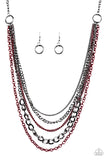 Paparazzi "Moto Motivation" Red Necklace & Earring Set Paparazzi Jewelry
