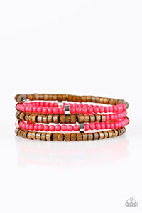Paparazzi "Who WOOD Of Thought" Pink Bead Wooden Accent Wrap Bracelet Paparazzi Jewelry