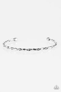 Paparazzi "Twisted Fate" Silver Barbell Twist Cuff Bracelet Paparazzi Jewelry