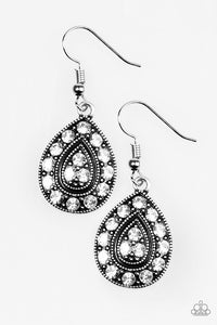 Paparazzi "Storming Shimmer" White Earrings Paparazzi Jewelry