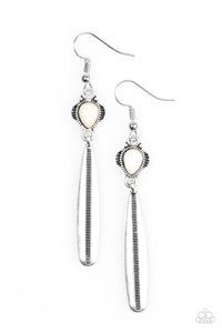 Paparazzi "Tropic Trek" White Bead Silver Rod Earrings Paparazzi Jewelry