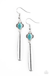 Paparazzi "Tropic Trek" Blue Turquoise Stone Bead Silver Rod Earrings Paparazzi Jewelry