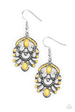 Paparazzi "Tropical Tropicana" Yellow Bead Silver Filigree Earrings Paparazzi Jewelry