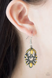 Paparazzi "Tropical Tropicana" Yellow Bead Silver Filigree Earrings Paparazzi Jewelry