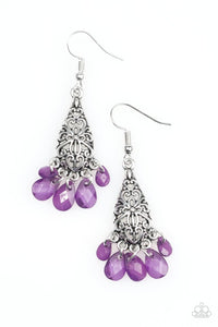 Paparazzi "Geisha Glam" Purple Faux Crystal Silver Tone Earrings Paparazzi Jewelry