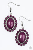 Paparazzi "Floral Fest" Purple Beads Stone Silver Tone Earrings Paparazzi Jewelry