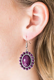 Paparazzi "Floral Fest" Purple Beads Stone Silver Tone Earrings Paparazzi Jewelry