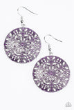 Paparazzi "Tranquil Travels" Purple Finish Ornate Silver Circular Earrings Paparazzi Jewelry