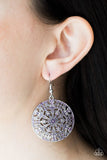 Paparazzi "Tranquil Travels" Purple Finish Ornate Silver Circular Earrings Paparazzi Jewelry