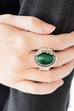 Paparazzi "Seasonal Shimmer" Green Moonstone Textured Silver Tone Ring Paparazzi Jewelry