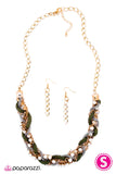 Paparazzi "Braided Treasure" Green Necklace & Earring Set Paparazzi Jewelry