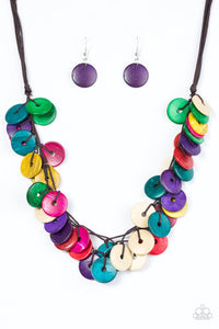 Paparazzi "Jammin In Jamaica" Multi Brown Wooden Disc Necklace & Earring Set Paparazzi Jewelry