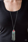Paparazzi "Mesa Breeze" Multi Silver Frame Red Blue Stone Silver Necklace & Earring Set Paparazzi Jewelry