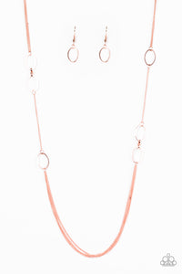 Paparazzi "Shine Time" Copper Hoop Long Chain Necklace & Earring Set Paparazzi Jewelry