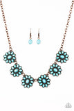 Paparazzi "Blooming Dunes" Blue Turquoise Stone Floral Copper Necklace & Earring Set Paparazzi Jewelry