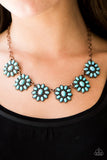 Paparazzi "Blooming Dunes" Blue Turquoise Stone Floral Copper Necklace & Earring Set Paparazzi Jewelry