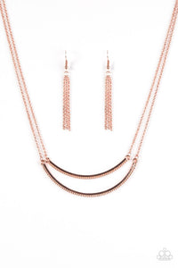 Paparazzi "Come Rain Or MOONSHINE" Shiny Copper Frame Necklace & Earring Set Paparazzi Jewelry