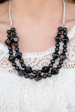 Paparazzi "Galapagos Glam" Black Bead Silver Chain Necklace & Earring Set Paparazzi Jewelry