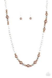 Paparazzi "Lady Boss" Brown Necklace & Earring Set Paparazzi Jewelry