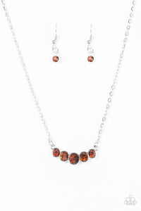 Paparazzi "Speaking of Sparkle" Brown Necklace & Earring Set Paparazzi Jewelry