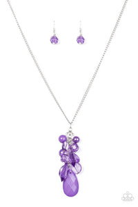 Paparazzi "Keepin it Colorful" Purple Crystal Like Bead Silver Tone Necklace & Earring Set Paparazzi Jewelry