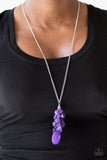 Paparazzi "Keepin it Colorful" Purple Crystal Like Bead Silver Tone Necklace & Earring Set Paparazzi Jewelry