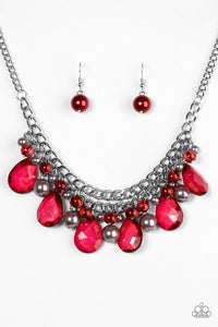 Paparazzi "Twinkly Typhoon" Red Necklace & Earring Set Paparazzi Jewelry