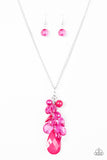 Paparazzi "Keepin it Colorful" Pink Crystal Like Bead Silver Tone Necklace & Earring Set Paparazzi Jewelry