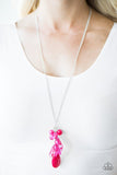 Paparazzi "Keepin it Colorful" Pink Crystal Like Bead Silver Tone Necklace & Earring Set Paparazzi Jewelry