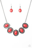 Paparazzi "Bet The Ranch" Red Necklace & Earring Set Paparazzi Jewelry