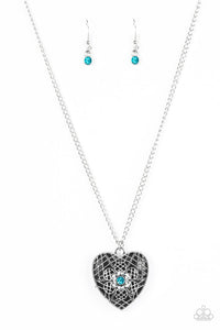 Paparazzi "Under LOCKET and Key" Blue Necklace & Earring Set Paparazzi Jewelry