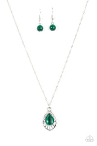 Paparazzi "Cherished Treasure" Green Necklace & Earring Set Paparazzi Jewelry