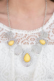 Paparazzi "Jungle Jane" Yellow Bead Teardrop Silver Tone Frame Necklace & Earring Set Paparazzi Jewelry