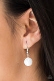 Paparazzi "Wonderfully Colorful" White Beads Hoops Silver Tone Necklace & Earring Set Paparazzi Jewelry