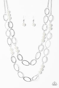 Paparazzi "Box Office Romance" White Necklace & Earring Set Paparazzi Jewelry