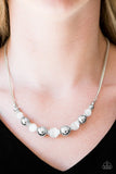 Paparazzi "Upper Glass" White and Silver Bead Necklace & Earring Set Paparazzi Jewelry