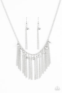 Paparazzi "In For The Long RUNWAY" White Necklace & Earring Set Paparazzi Jewelry