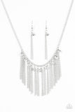 Paparazzi "In For The Long RUNWAY" White Necklace & Earring Set Paparazzi Jewelry