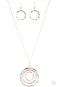 Paparazzi "Full Eclipse" Rose Gold Necklace & Earring Set Paparazzi Jewelry