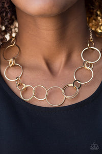 Paparazzi "Follow The RINGLEADER" Gold Necklace & Earring Set Paparazzi Jewelry