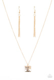 Paparazzi "Trust in Faith" Gold Trust The Lord Square Pendant Necklace & Earring Set Paparazzi Jewelry