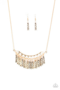 Paparazzi "Terrifically Triassic" Gold Necklace & Earring Set Paparazzi Jewelry