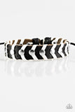 Paparazzi "One Wave At A Time" Black and White Leather Urban Bracelet Unisex Paparazzi Jewelry