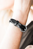 Paparazzi "Over And Out" Black Leather Silver Buckle Urban Bracelet Unisex Paparazzi Jewelry