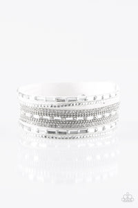 Paparazzi "GLAM Right!!" White Wrap Bracelet Paparazzi Jewelry