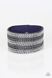 Paparazzi "GLAM Of Steel" Blue Wrap Bracelet Paparazzi Jewelry