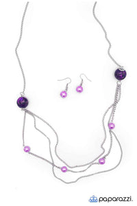 Paparazzi "Warm Me Over" Purple Marble Bead Silver Tone Necklace & Earring Set Paparazzi Jewelry