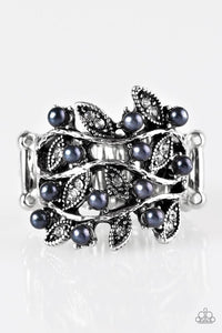 Paparazzi "I, Me, and VINE" Blue Faux Pearl White Rhinestone Silver Tone Ring Paparazzi Jewelry