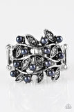 Paparazzi "I, Me, and VINE" Blue Faux Pearl White Rhinestone Silver Tone Ring Paparazzi Jewelry